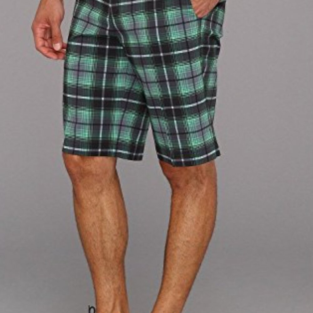 NEW Nike Golf Men's DRI-FIT Plaid Shorts - Green and Black